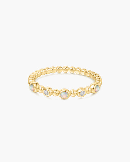 Gold Bezel Kyoto Opal Beaded Ring