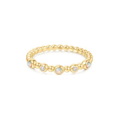 Gold Bezel Kyoto Opal Beaded Ring