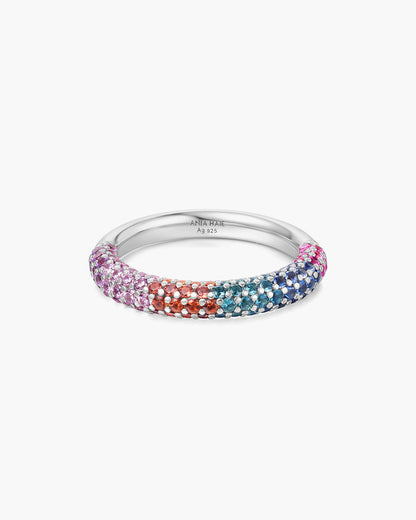 Silver Rainbow Pavé Ring