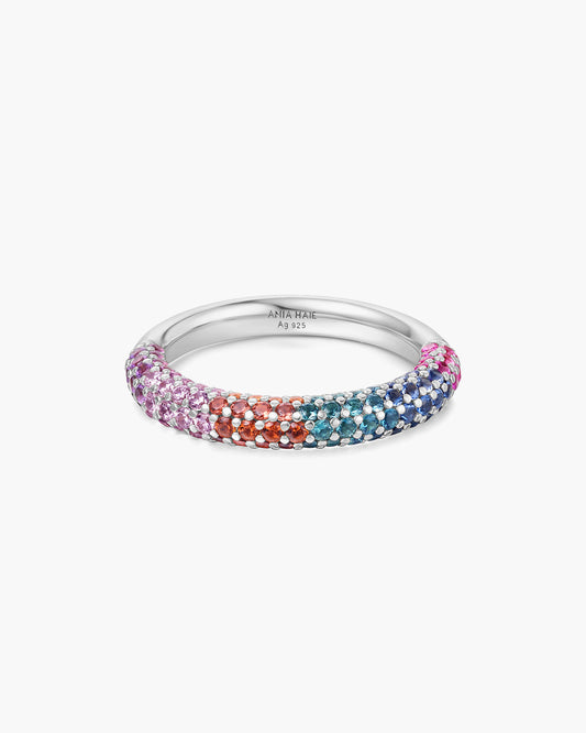 Silver Rainbow Pavé Ring