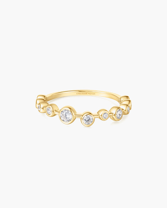 Gold Bezel Cubic Zirconia Zig-Zag Ring