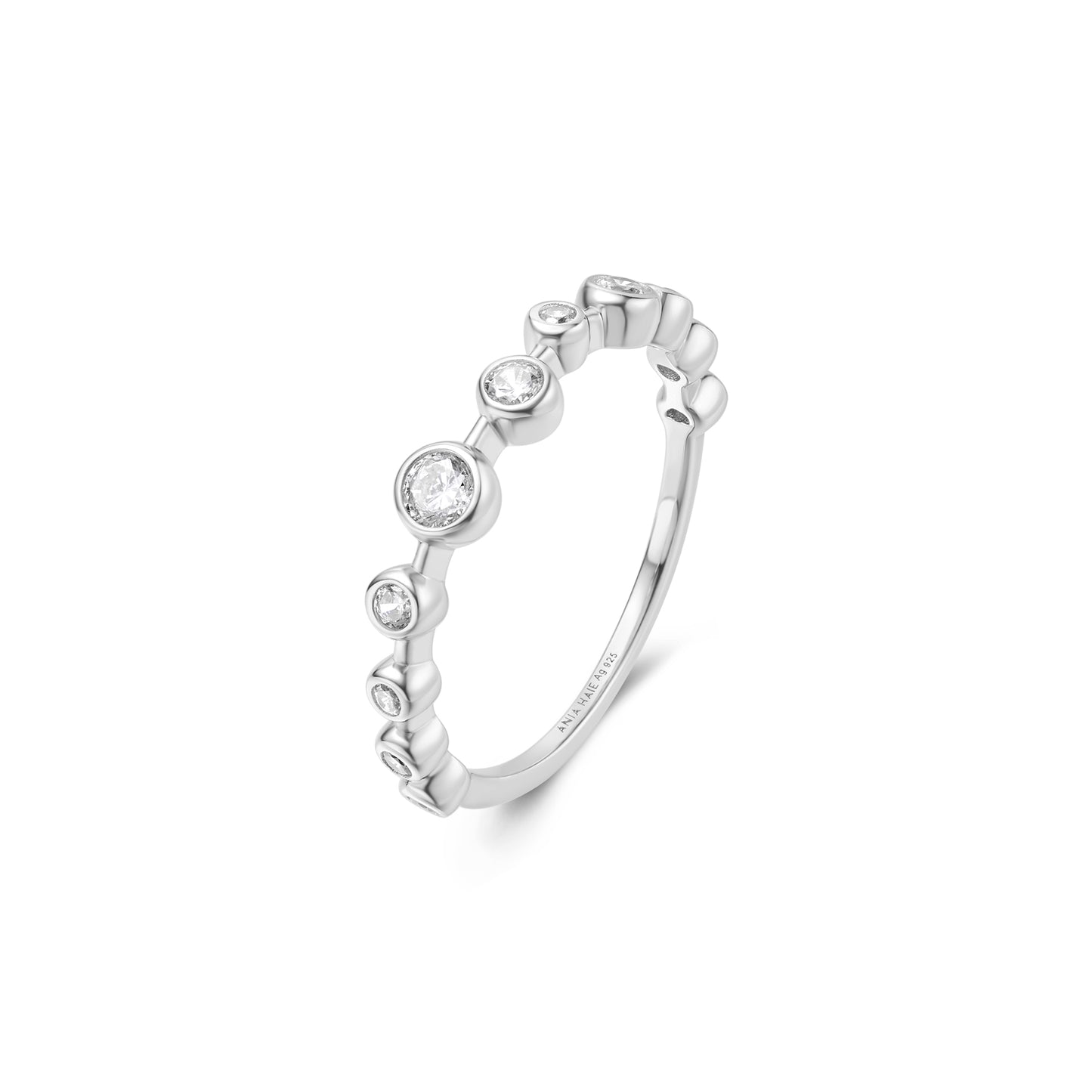 Silver Bezel Cubic Zirconia Zig-Zag Ring