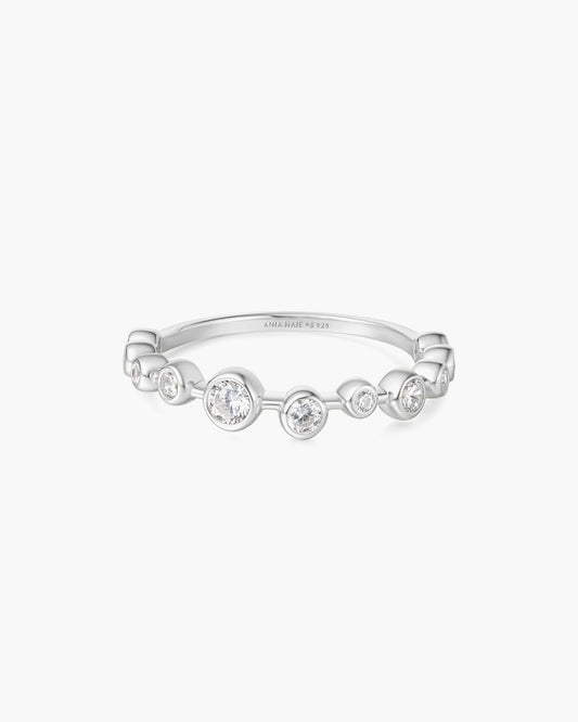 Silver Bezel Cubic Zirconia Zig-Zag Ring
