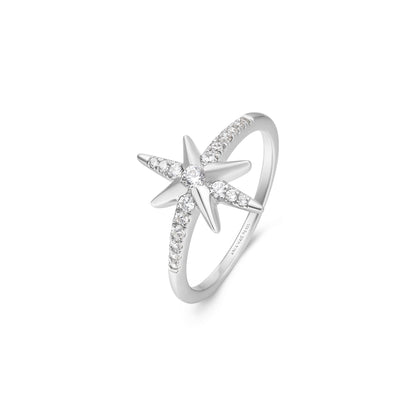 Silver Eight-Pointed Star Signet Ring