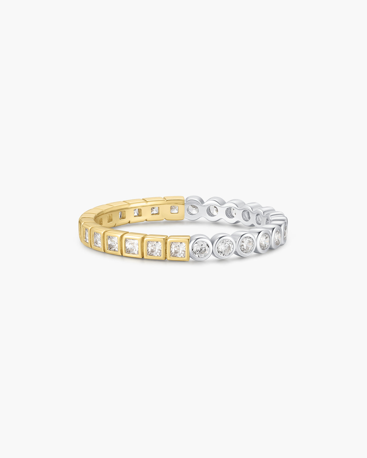 Two-Tone Square and Circle Bezel Ring