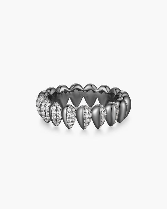 Black Sparkling Puffy Spike Ring