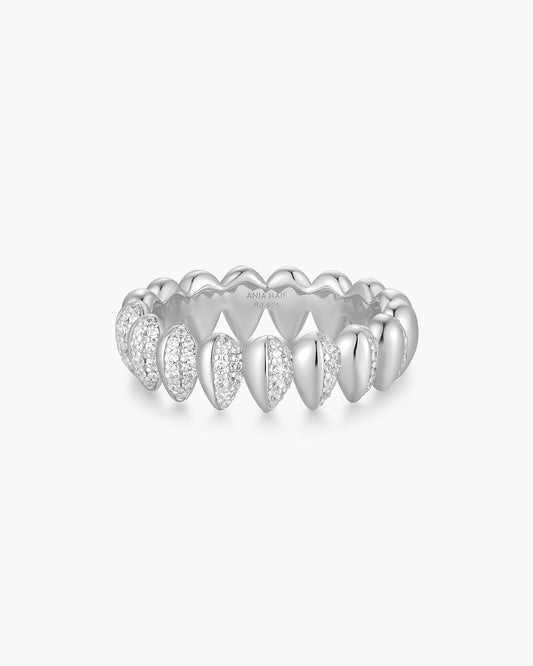 Silver Sparkling Puffy Spike Ring