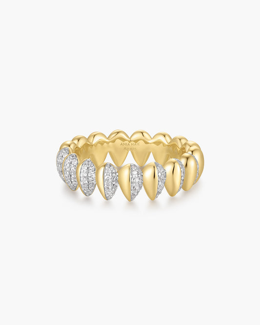 Two-Tone Sparkling Puffy Spike Ring