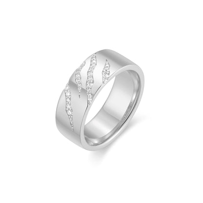 Silver Tiger Stripe Band
