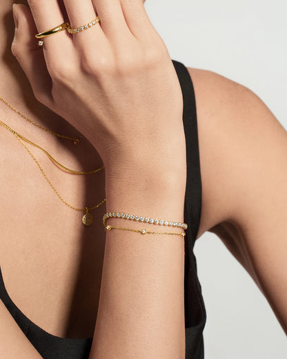 Gold Classic Bezel-Set Station Bracelet wron on wrist