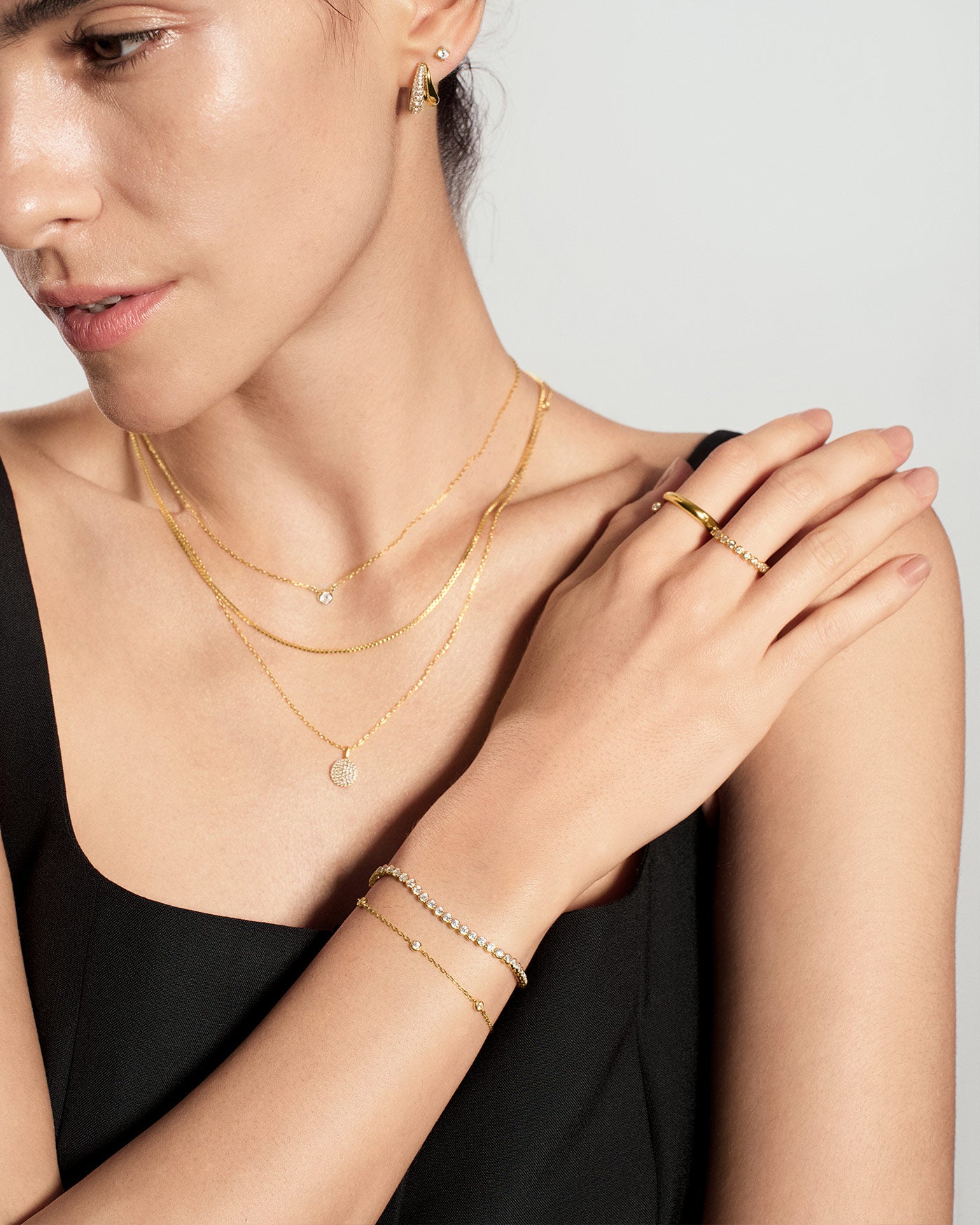 Gold Classic Bezel-Set Station Bracelet lifestyle