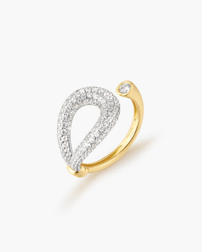 Gold Pavé Knot Adjustable Ring