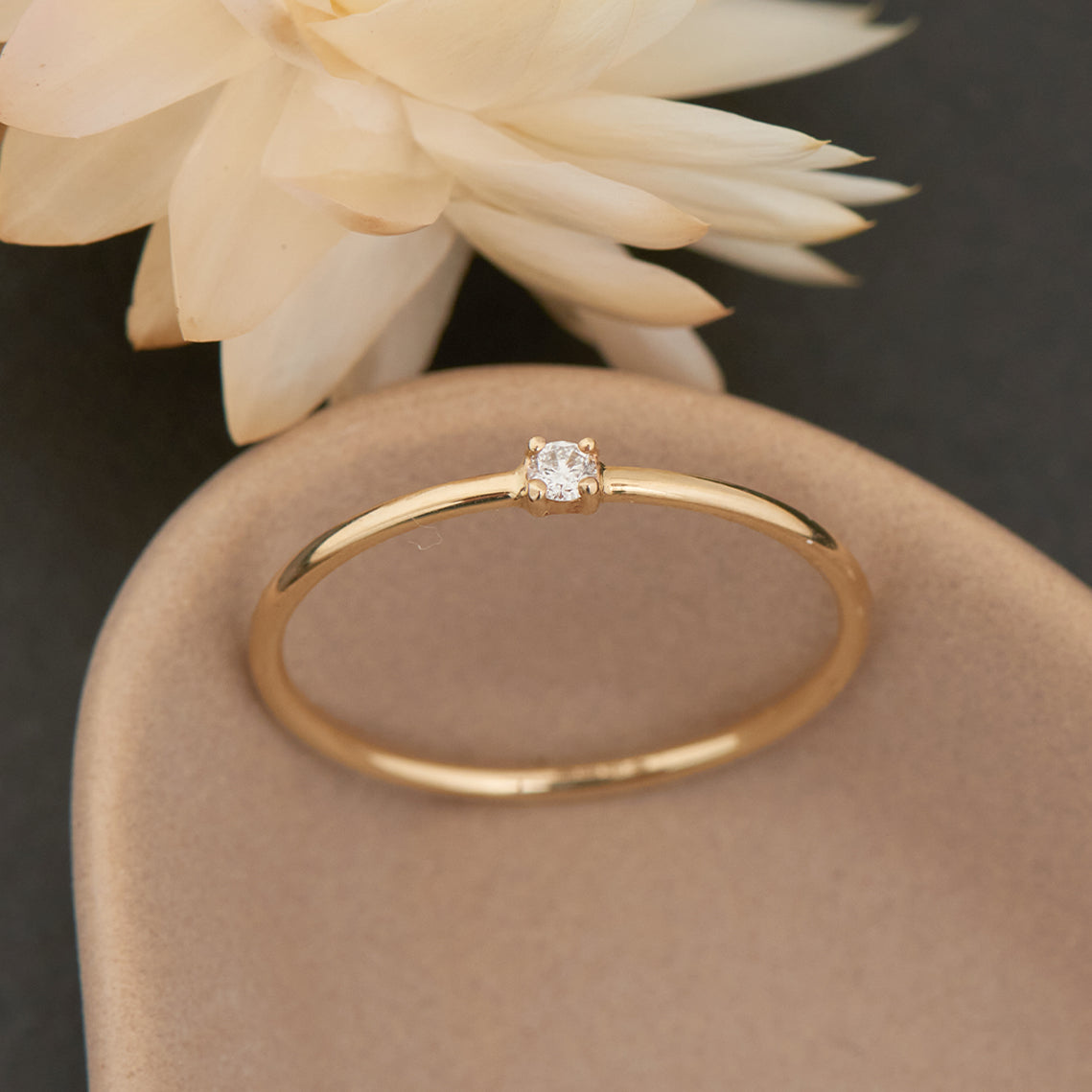 14kt Gold Solitaire Natural Diamond Ring