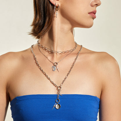 Silver Wave Blue Sparkle Charm