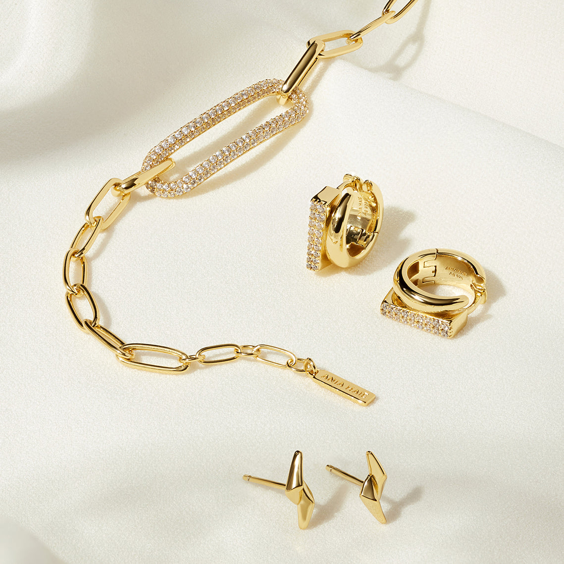 Gold Double Spike Stud Earrings – Ania Haie