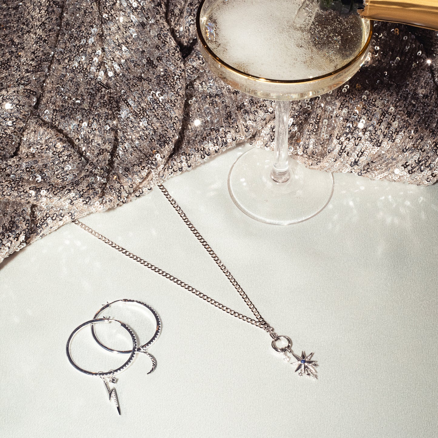 Silver Pavé Hoop Earrings