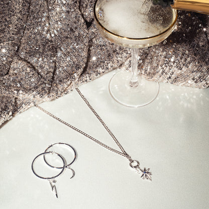 Silver Pavé Hoop Earrings