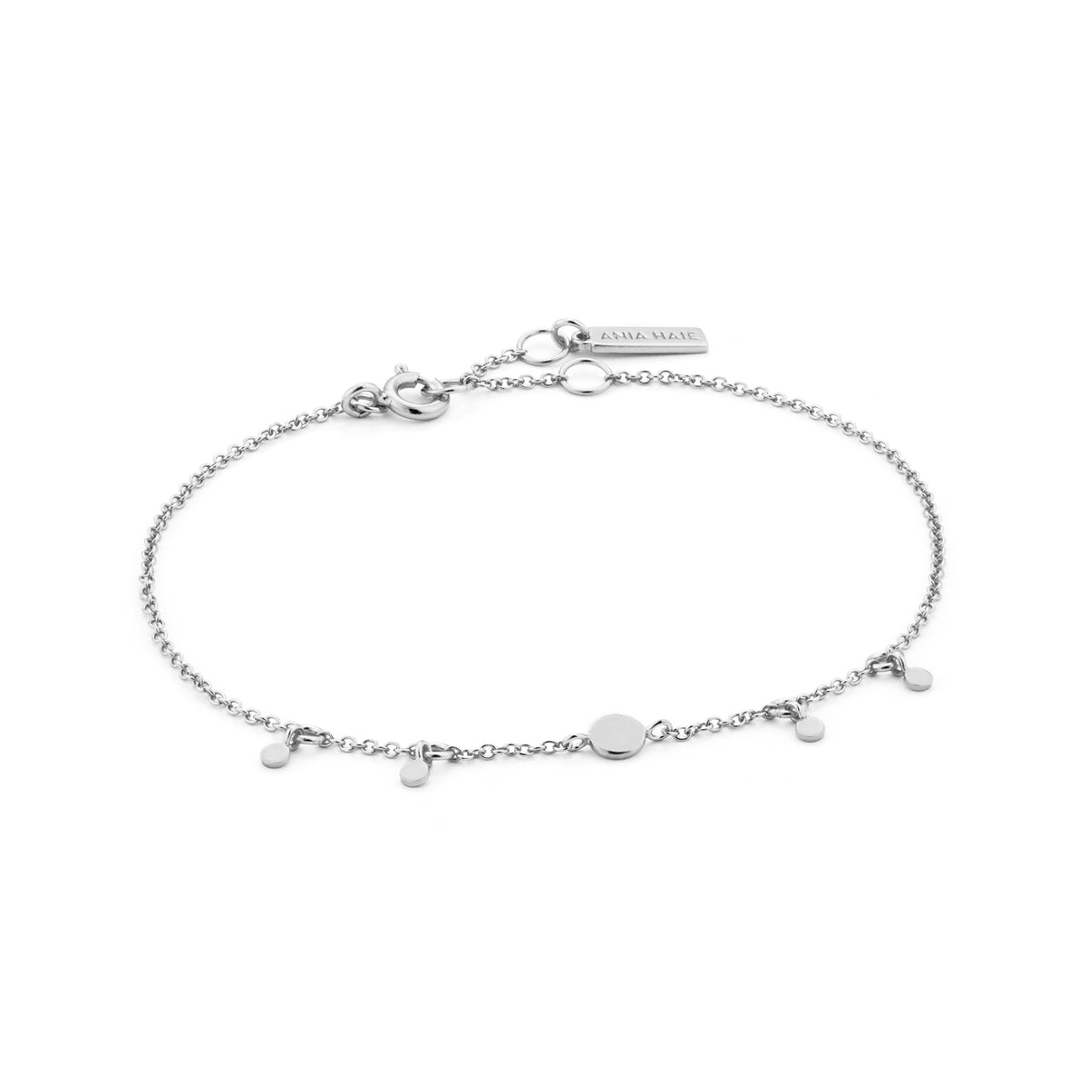 Silver Geometry Drop Discs Bracelet.
