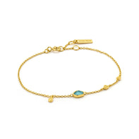 Turquoise Discs Gold Bracelet