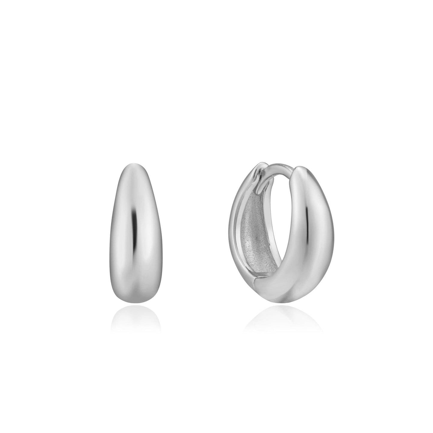 Silver Luxe Huggie Hoop Earrings.