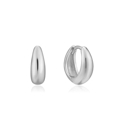 Silver Luxe Huggie Hoop Earrings.