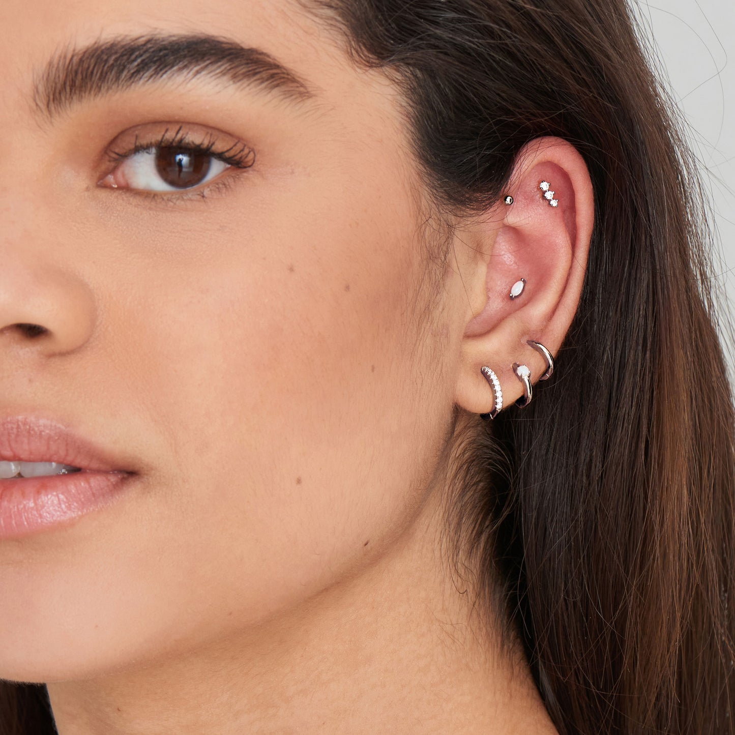 Silver Sparkle Huggie Hoop Earrings