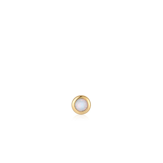 Gold Kyoto Opal Bezel Barbell Single Earring