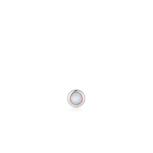 Silver Kyoto Opal Bezel Barbell Single Earring