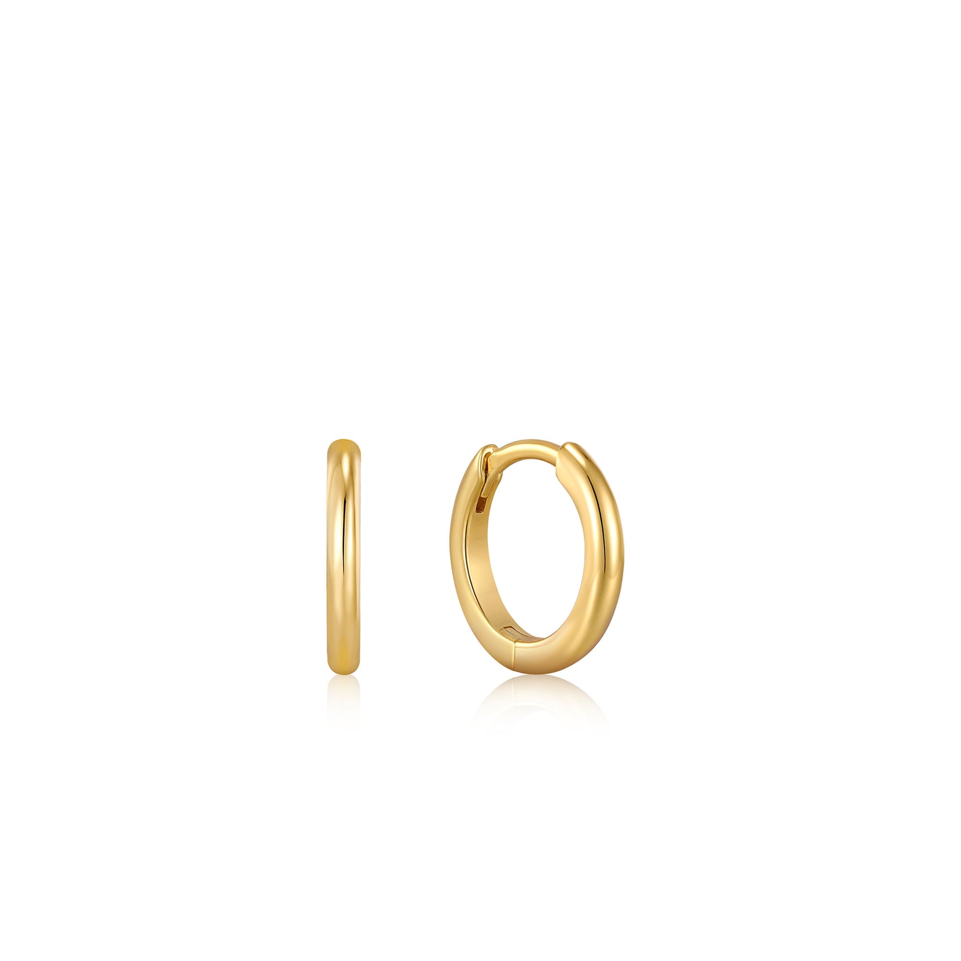 Gold smooth mini huggie hoop earrings