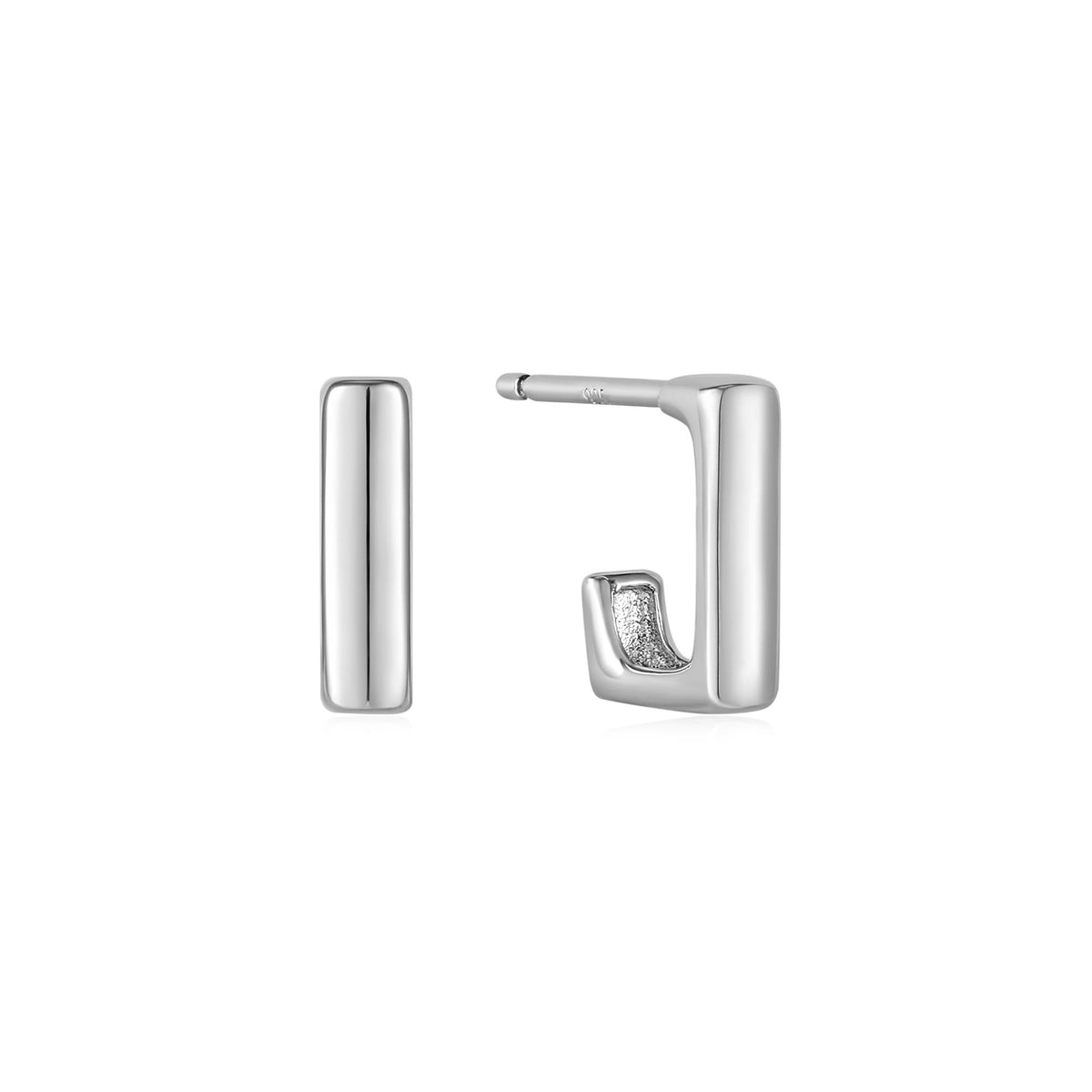ania haie Silver Smooth Square Hoop Stud Earrings