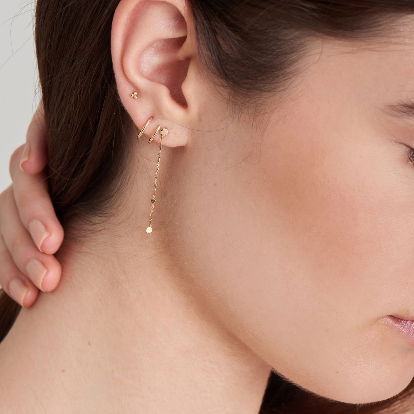 14kt Gold Triple Ball Stud Earrings