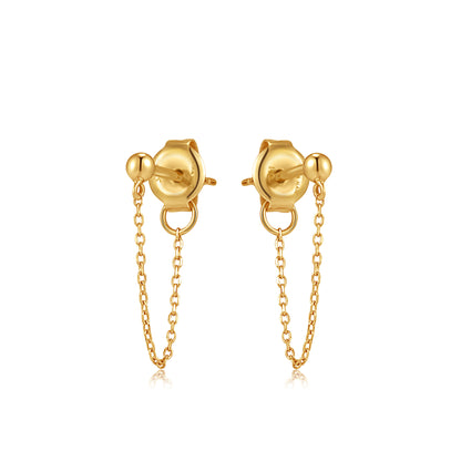 14kt Gold Chain Drop Stud Earrings