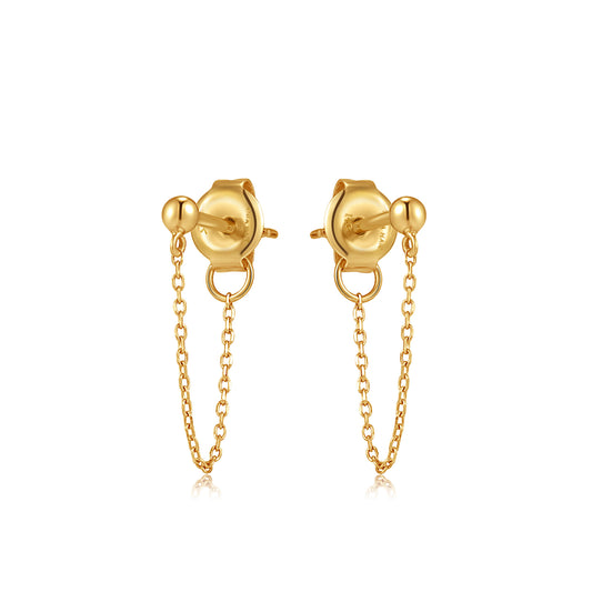 14kt Gold Chain Drop Stud Earrings