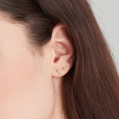 14kt Gold Key Stud Earrings