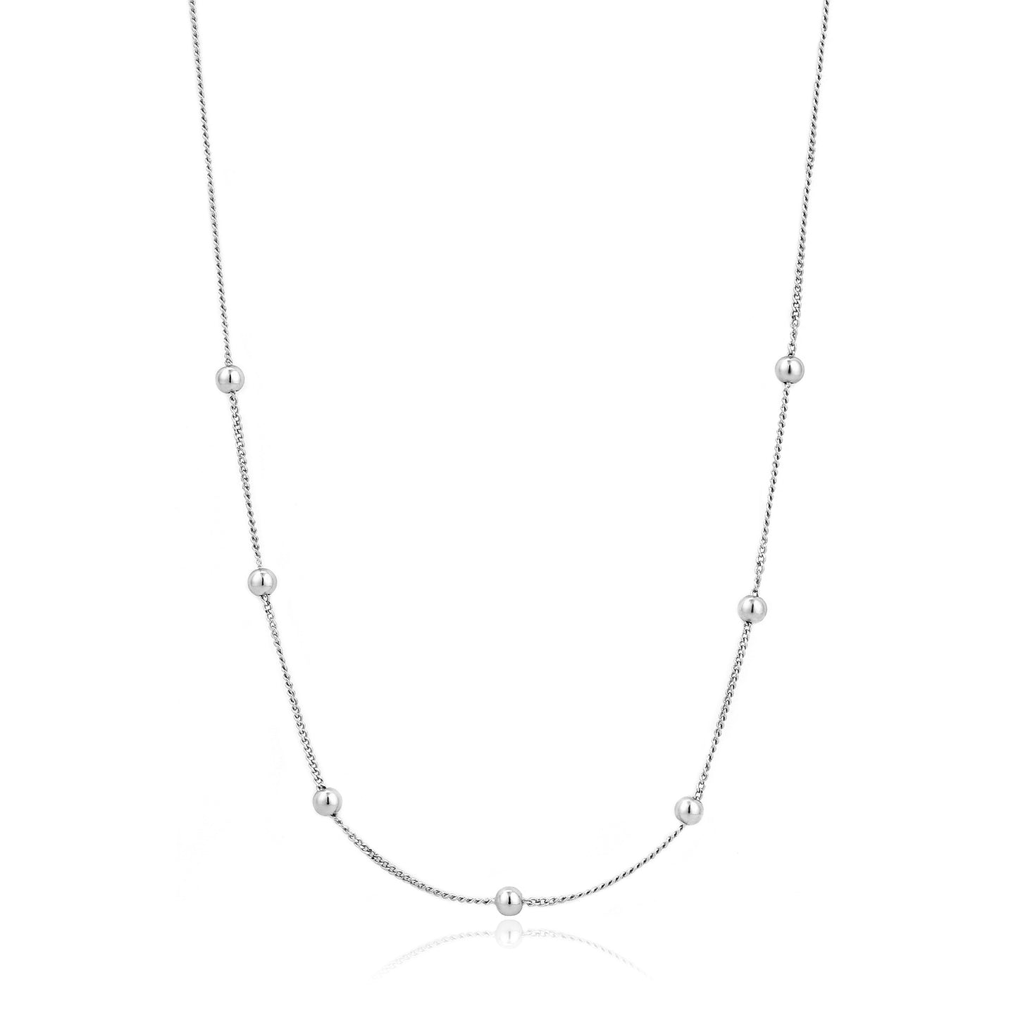 Silver Modern Beaded Necklace.