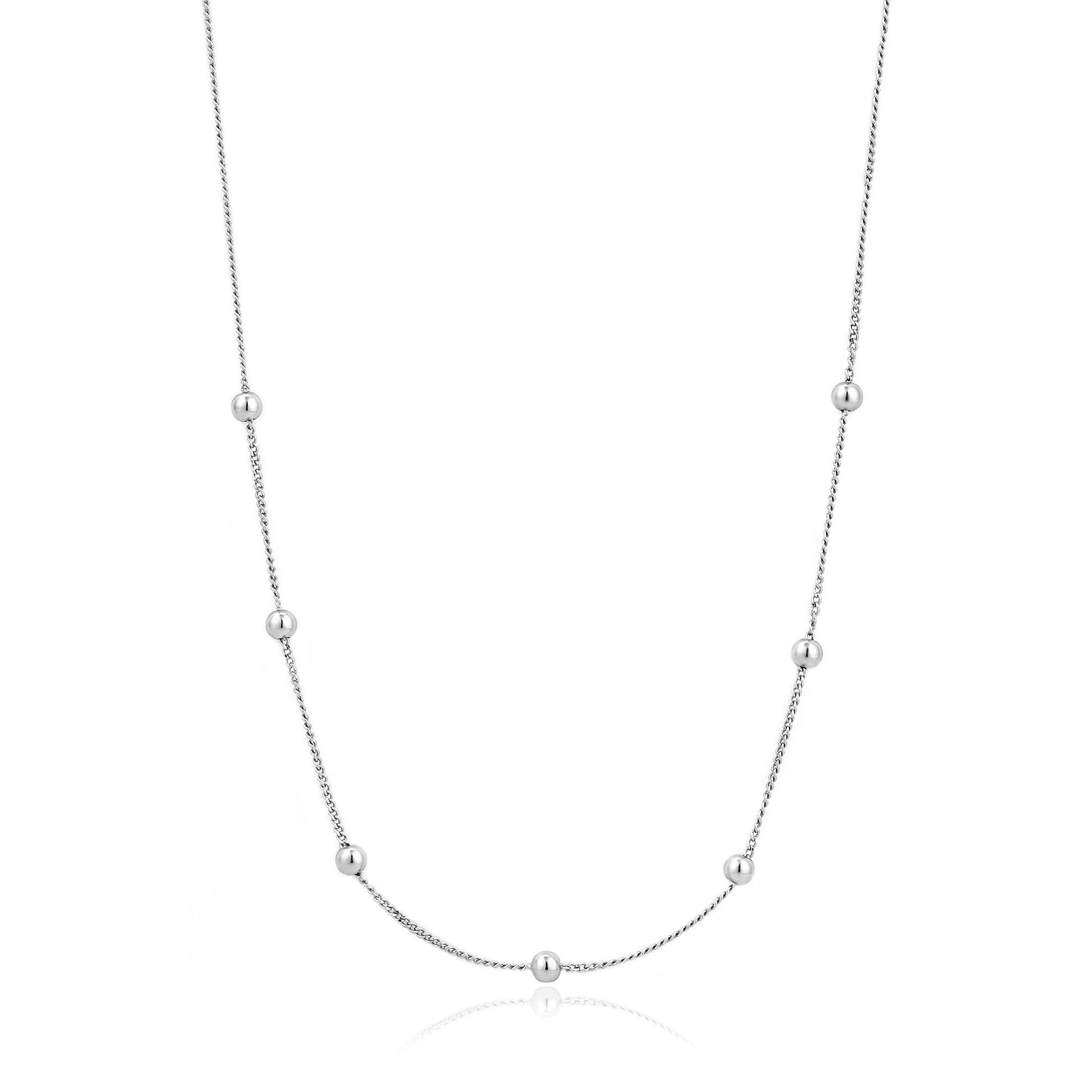 Silver Modern Beaded Necklace.