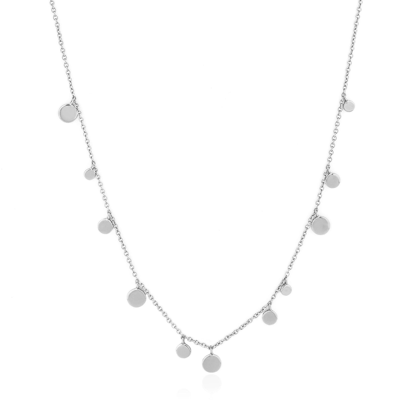Silver Geometry Mixed Discs Necklace.