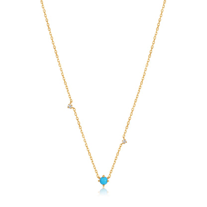 14kt Gold Turquoise and White Sapphire Necklace