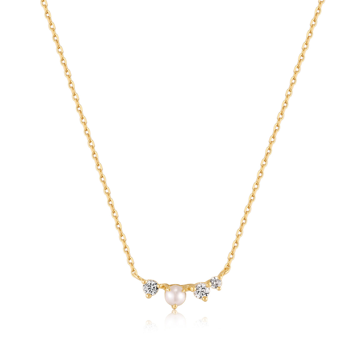 ania haie 14kt Gold Pearl and White Sapphire Radiance Necklace