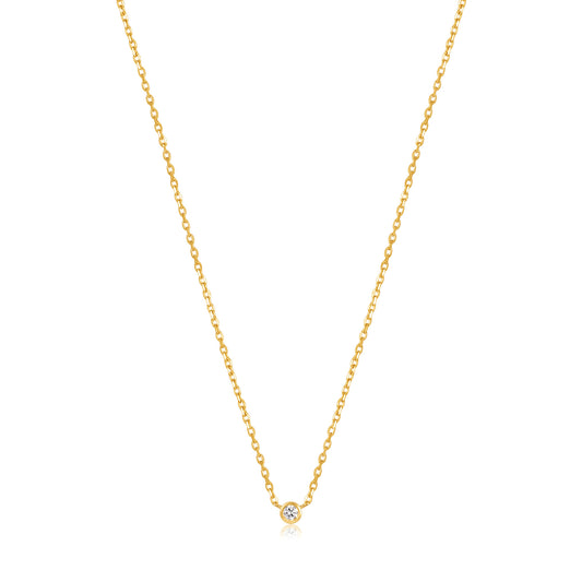 14kt Gold Single Natural Diamond Necklace