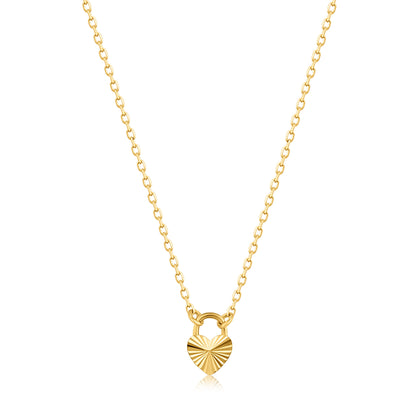 14kt Gold Heart Padlock Necklace