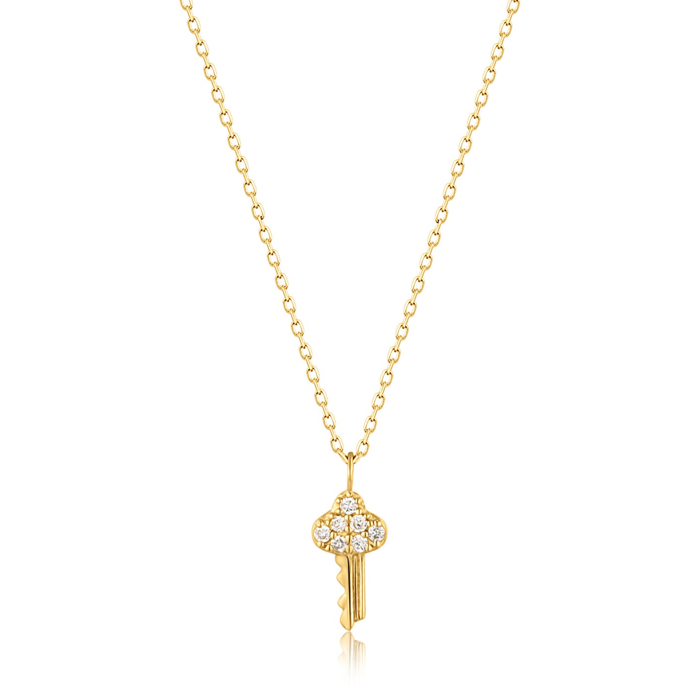 14kt Gold Natural Diamond Key Necklace