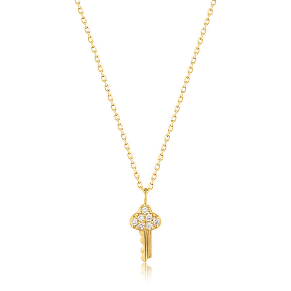 14kt Gold Natural Diamond Key Necklace Ania Haie