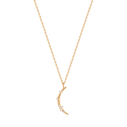 14kt Gold Stargazer Natural Diamond Moon Necklace