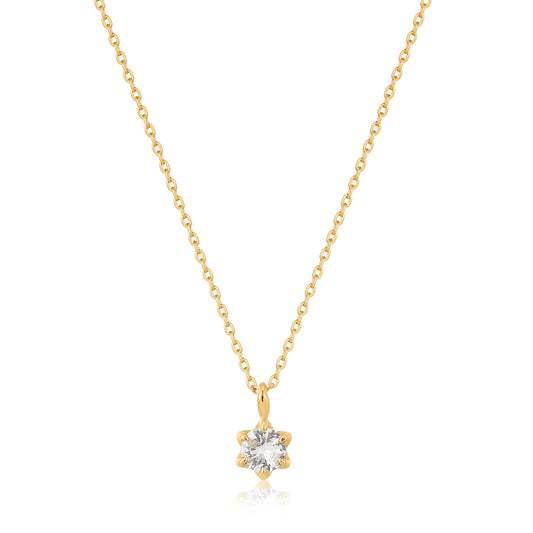 14kt Gold White Sapphire Pendant Necklace