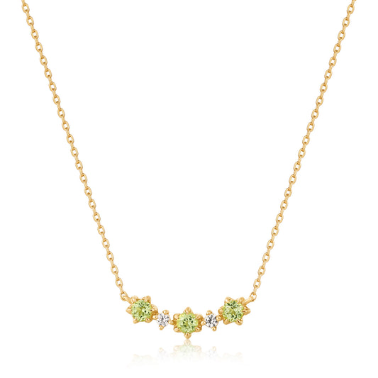 14kt Gold Peridot and White Sapphire Necklace